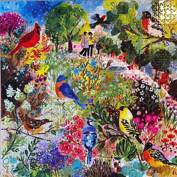 EUC [eeBoo] Birds In The Park + 1000 Piece & Love | Jigsaw Puzzle + Poster - Picture 1 of 16